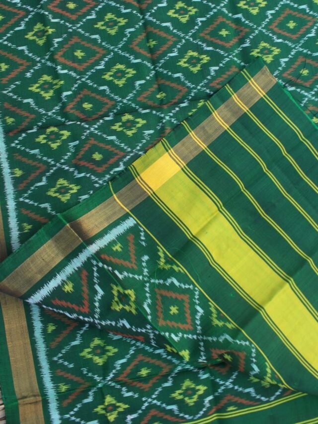 Bottle-Green--pure-silk-single-ikat-patan-patola-dupatta
