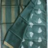 Hunter-Green-and-white-embroidered-pure-desi-tassar-silk-saree