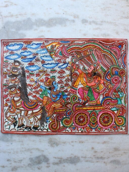 Krishna-Arjun-Tholu-Bommalata-cutwork-leather-painting
