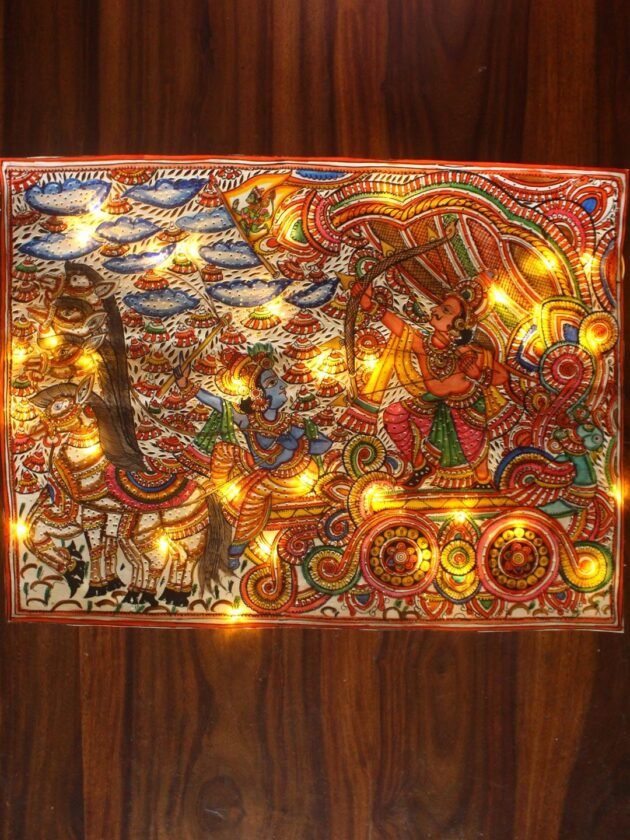 Krishna-Arjun-Tholu-Bommalata-cutwork-painting