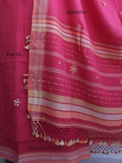 Red-Bhujodi-mirrorwork-kala-cotton-Dress-material