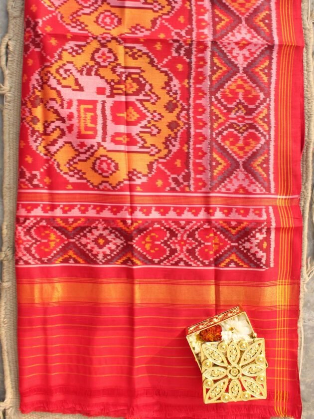 Red-and-yellow-semi-double-Patola-silk-dupatta