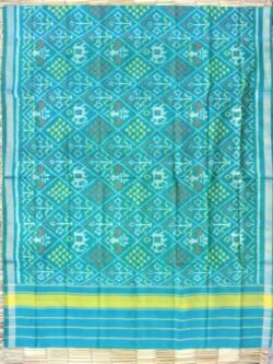 Turquoise-Blue-patan-patola-handwoven-dupatta