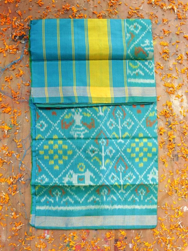 Turquoise-Blue-pure-silk-patola-dupatta-Shilphaat