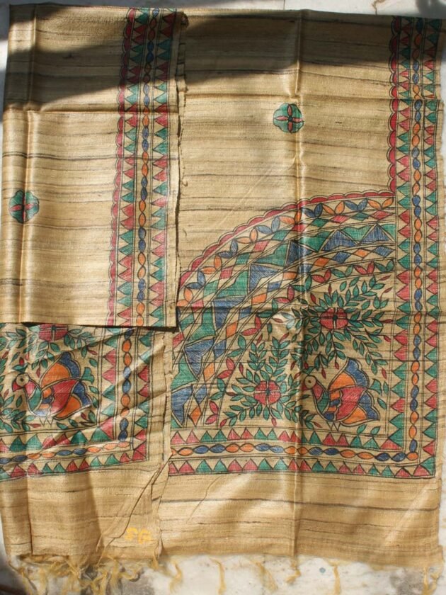Brown-madhubani-pure-bhagalpuri-tussar-silk-dupatta