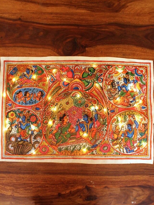 Krishna-Leela-traditional-tholu-bommalata--painting-Shilphaat