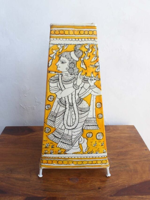 Radha-krishna-yellow-leather-living-room-lamp