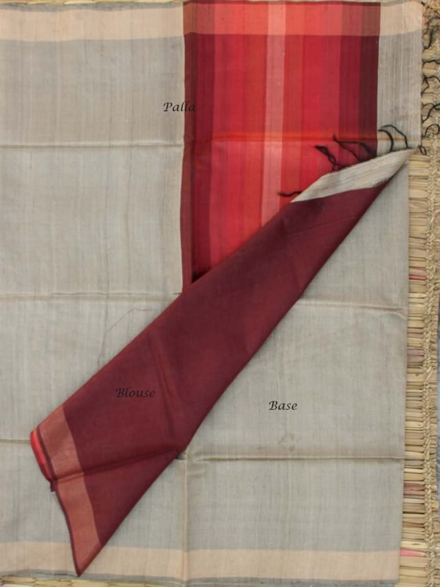 Red-Palla-Undyed-pure-Desi-tussar-silk-Saree