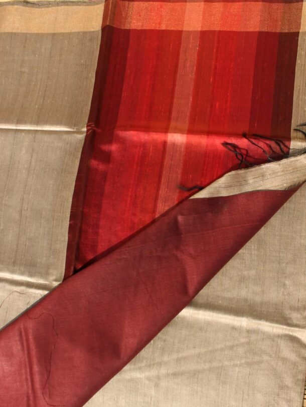 Red-Palla-Undyed-pure-Desi-tussar-silk-Sari