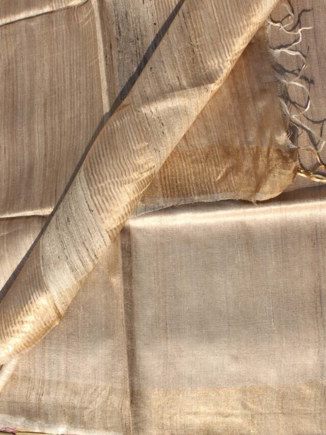 Zariwork-Undyed-pure-Desi-tussar-silk-Sari