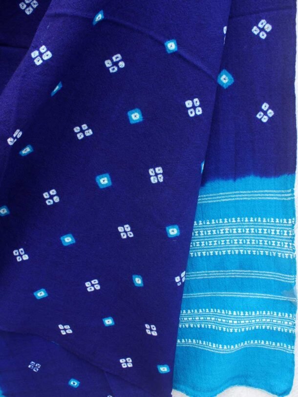 Blue-Bandhani-pure-wool-shawl