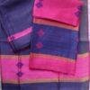 Fushia-Pink-and-Dark-Blue-Dupion-tasar-Silk-dress-material at Shilphaat.com