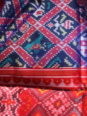 Hathi-Popat-Blue-and-Red-semi-double-ikat-Patola-silk-dupatta