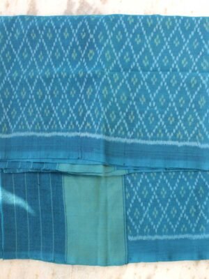 Cyan-Blue-handwoven-patan-patola-pure-wool-shawl-Shilphaat