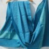 Cyan-Blue-patan-patola-woolen-shawl Shilphaat