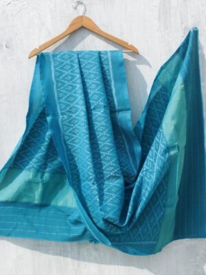 Cyan-Blue-patola-woolen-shawl