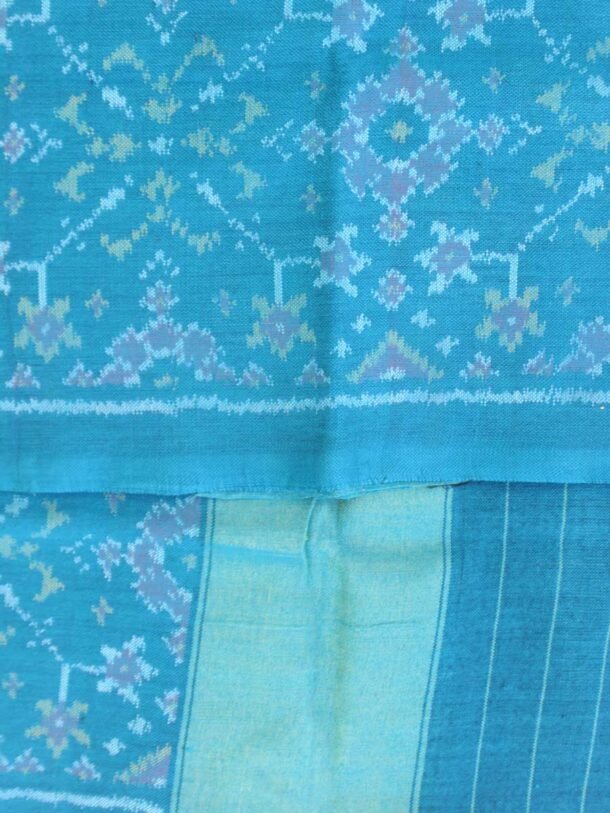 Greenish-Blue-handwoven-patan-patola-pure-wool-shawl-Shilphaat