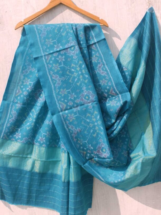 Greenish-Blue-patan-patola-woolen-shawl-Shilphaat