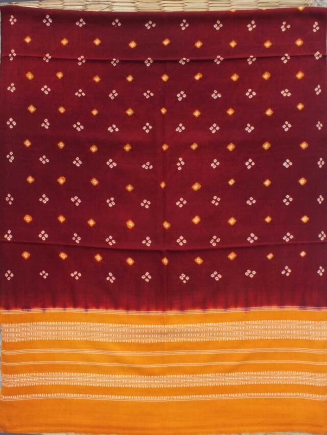 Maroon-and-Yellow-Tie-dye-Bhujodi-woolen-shawl