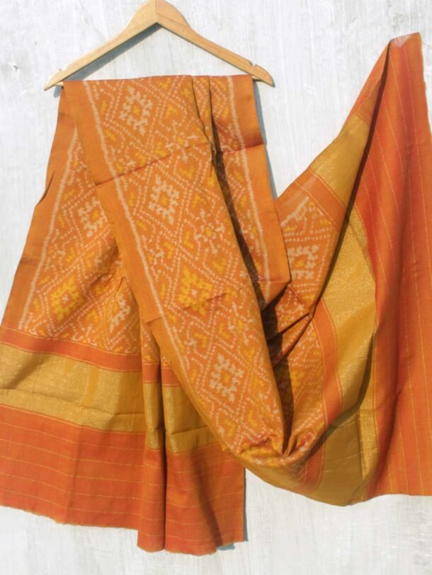 Ochre-yellow-patan-patola-woolen-shawl Shilphaat