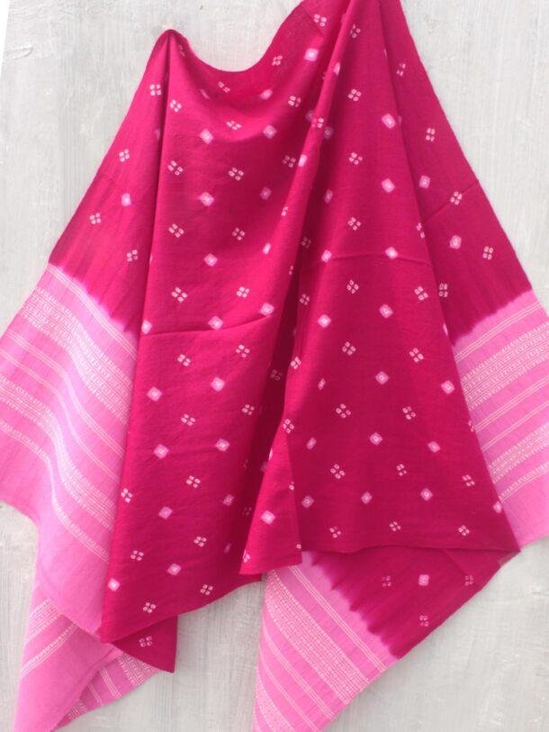 Pink-Bandhej-pure-wool-bhujodi-shawl-Shilphaat