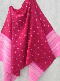 Pink-Bandhej-pure-wool-shawl-Shilphaat