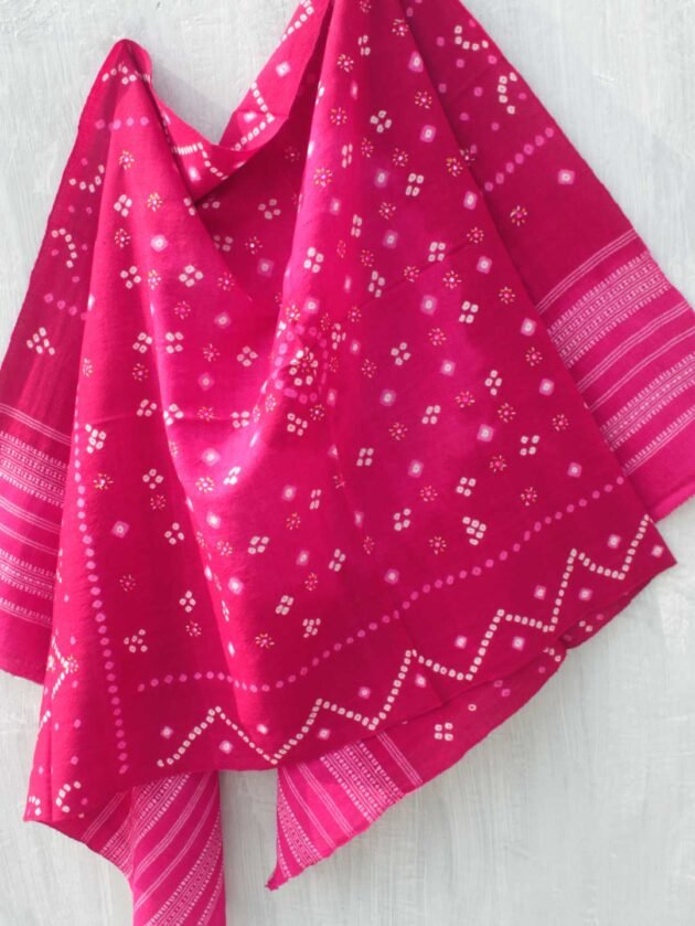 Pink-mirrorwork-Bandhej-Bhujodi-Shawl-shilphaat