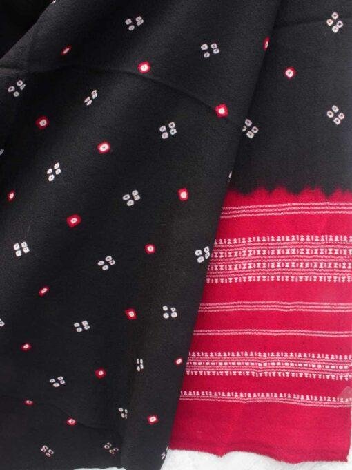 Red-and-Black-Bandhani-pure-wool-shawl