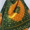 Green-and-Yellow-Bandhani-mirrorwork-woolen-shawl at Shilphaat.com