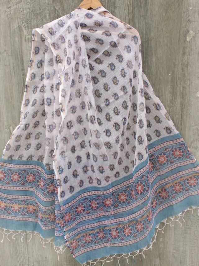 Blue-Paisley-printed-kota-cotton-dupatta