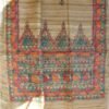 Greenish-Brown-madhubani-handpainted-bhagalpuri-silk-dupatta at Shilphaat.com