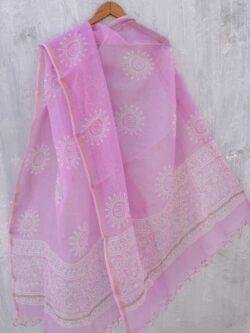 Lilac-Pink-Block-printed-kota-cotton-dupatta