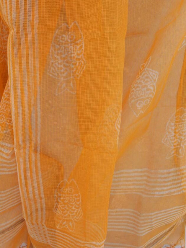 Orange-Yellow-Block-printed-kota-doria-dupatta