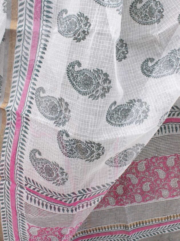 Paisley-grey-and-Pink-Block-printed-kota-doria-dupatta