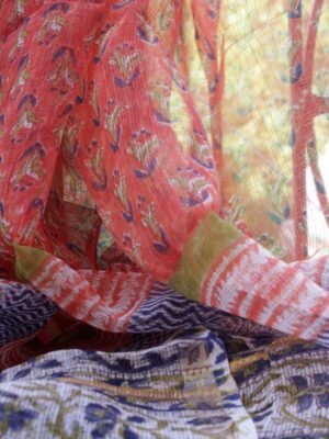 Tomato-red-Block-printed-kota-doria-odhani at Shilphaat.com