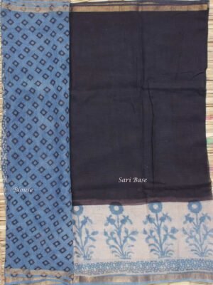 Black,-white-Blue-block-printed-Kota-cotton-sari