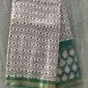 Black,-white,-green-block-printed-Kota-doria-cotton-saree at Shilphaat.com