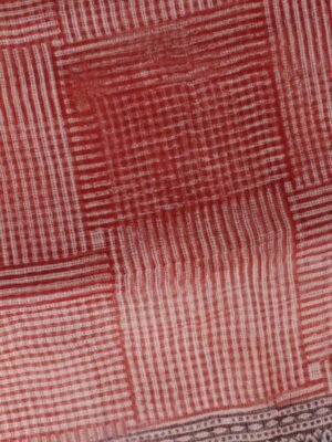 Dark-red-Bagru-printed-kota-doria-scarf-Shilphaat