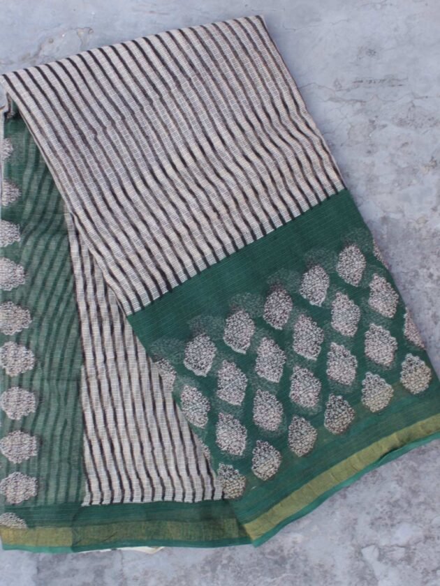Green,-Black,-white-block-printed-Kota-doria-saree