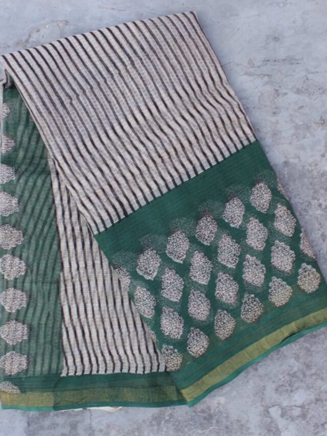 Green,-Black,-white-block-printed-Kota-doria-saree