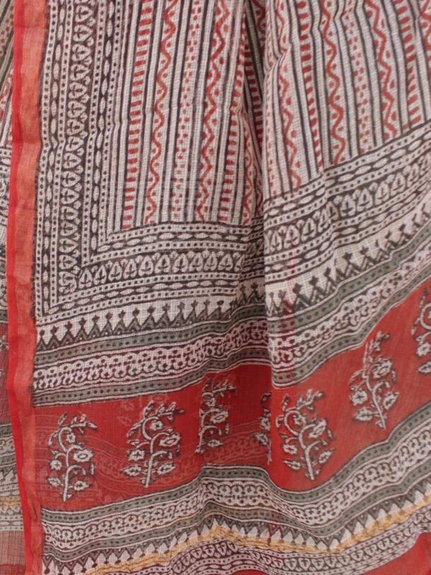 Red-and-Black-Bagru-printed-kota-doria-scarf