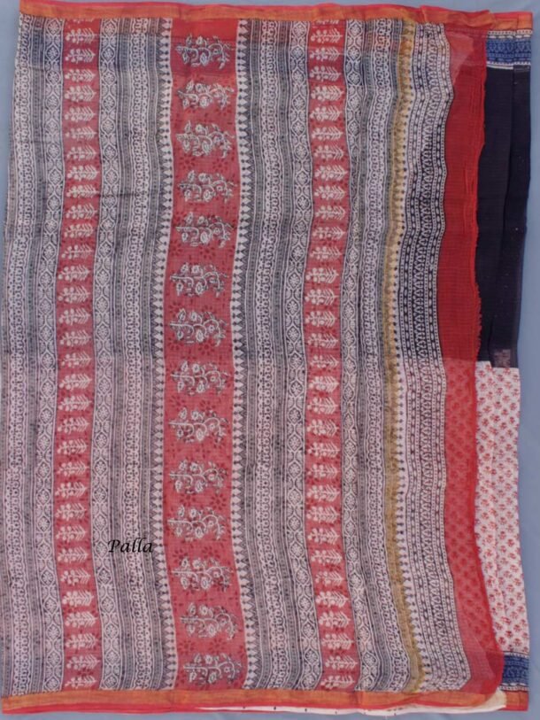 Black-and-Red-block-printed-Kota-cotton-sari-Shilphaat