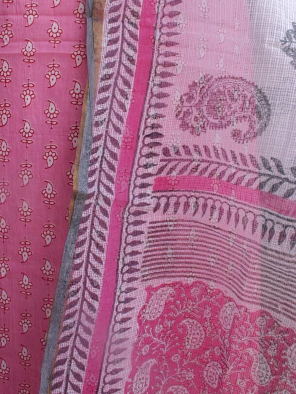 Pink-and-white-2pc-kota-cotton-kurta-dupatta-set