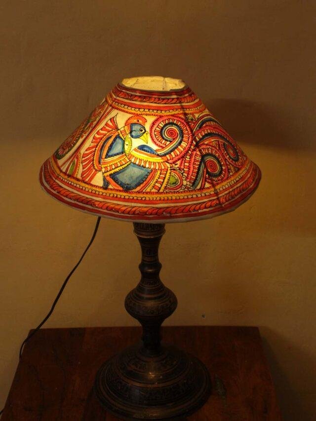 Two-Peacocks-tholu-bommalata-floor-lamp at Shilphaat