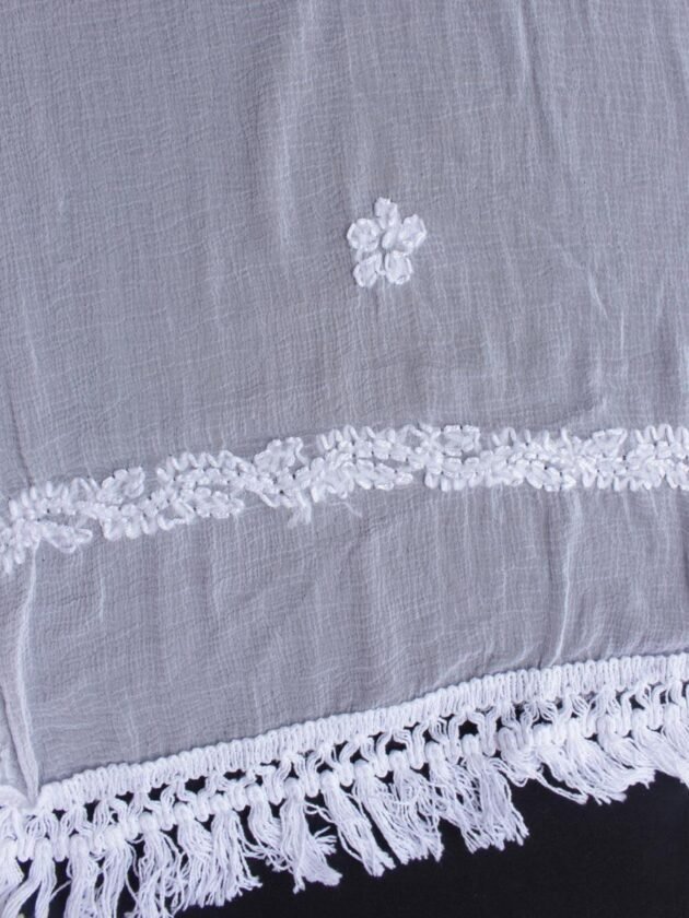 White-chikankari-embroidered-lace-chiffon-dupatta Shilphaat