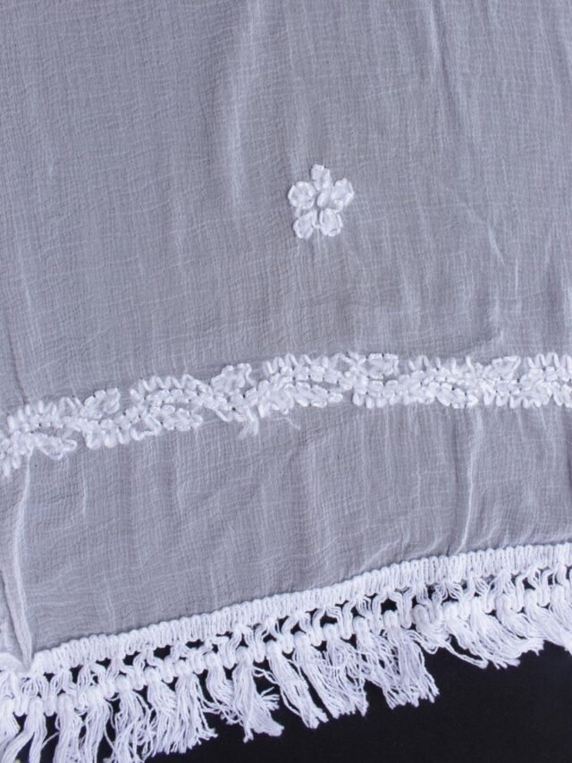 White-chikankari-embroidered-lace-chiffon-dupatta Shilphaat