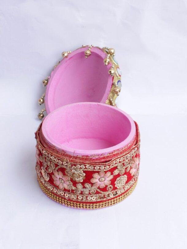 Pink-flower-lace-red-wooden-Sindura-Shilphaat