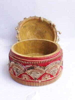 Sequins-red-velvet-lace-wooden-Sindoor-dani at Shilphaat.com