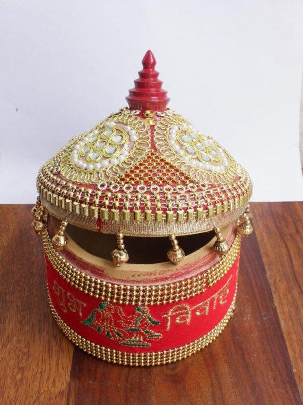 Shubh-vivah-big-wooden-Sindur-box at Shilphaat.com