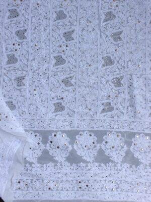 White-chikankari-mukaish-georgette-2pc-dress-material